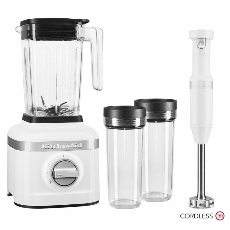 Value Bundle -K150 3 Speed Ice Crushing Blender with 2 Personal Blender Jars plus Cordless Variable Speed Hand Blender Bundle